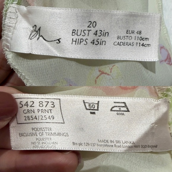 Vintage BHS 90s Sheer Floral Slip Dress Fairycore Coquette Size US16 - Picture 4 of 7